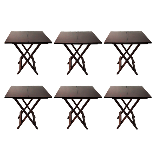 Kit 6 Mesas 70x70 De Madeira Dobravel Imbuia