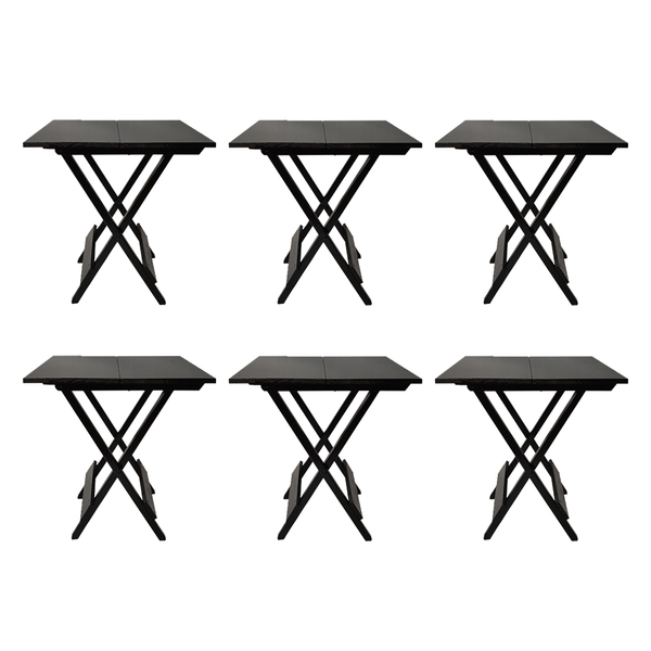 Kit 6 Mesas 70x70 De Madeira Dobravel Preto