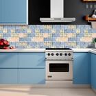 Kit 6 Metros De Papel De Parede Adesivo Azulejo Quadrado Cor