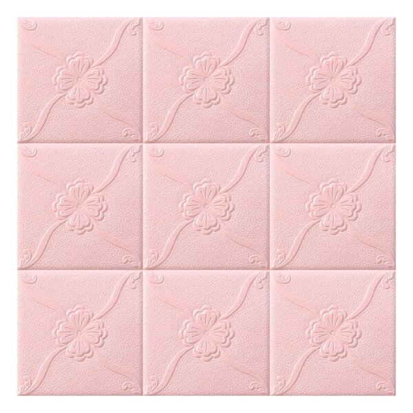 Kit 6 Painel 3d Auto Adesivo Flor Rosa Alto Relevo 70x70cm