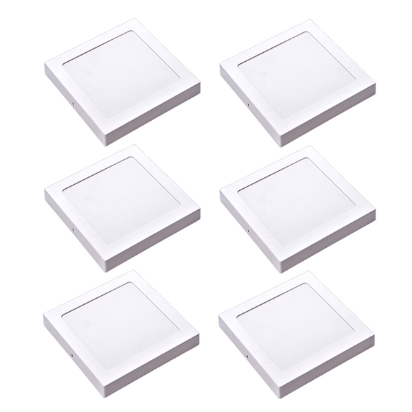 Kit 6 Painel Plafon Led Sobrepor Quad Amarela 3000k 24w 29cm