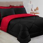 Kit 6 Pçs Afável Com Cobertor E Lençol Casa Dona Preto E Verm