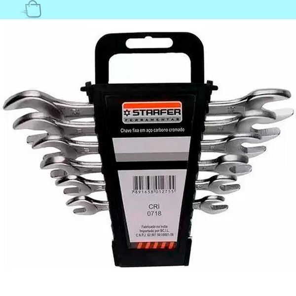 Kit 6 Peças Chave Fixa Boca Aço Carbono 6 A 17mm Starfer