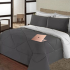 Kit 6 Peças Colcha Delicado Dupla Face Casal Queen Casen Cinz