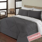 Kit 6 Peças Colcha Delicado Dupla Face Casal Queen Casen Cinz