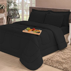 Kit 6 Peças Colcha Soft Dupla Face Casal Queen Casen Preto
