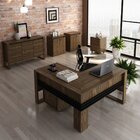 Kit 6 Peças Com Mesa Em L, 2 Gaveteiros, 2 Armários Multiuso