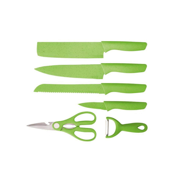 Kit 6 Peças Conjunto De Facas Antiaderente Cozinha - Verde