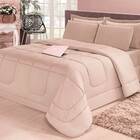 Kit 6 Peças: Edredom Dupla Face Casa Dona Casal Queen Bege