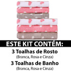 Kit 6 Peças Toalha Banho + Rosto Infantil Estampada 100 Algod