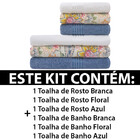 Kit 6 Peças Toalha Banho + Rosto Infantil Estampada 100 Algod