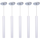 Kit 6 Pendente Luminária Tubo Branco 30 Cm + Lâmpada Led Bran