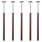 Kit 6 Pendente Luminária Tubo Marrom 50cm + Led Canopla 6cm L