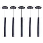 Kit 6 Pendente Luminária Tubo Preto 30 Cm