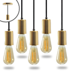 Kit 6 Pendente Soquete Copinho E27 Dourado + Led St64