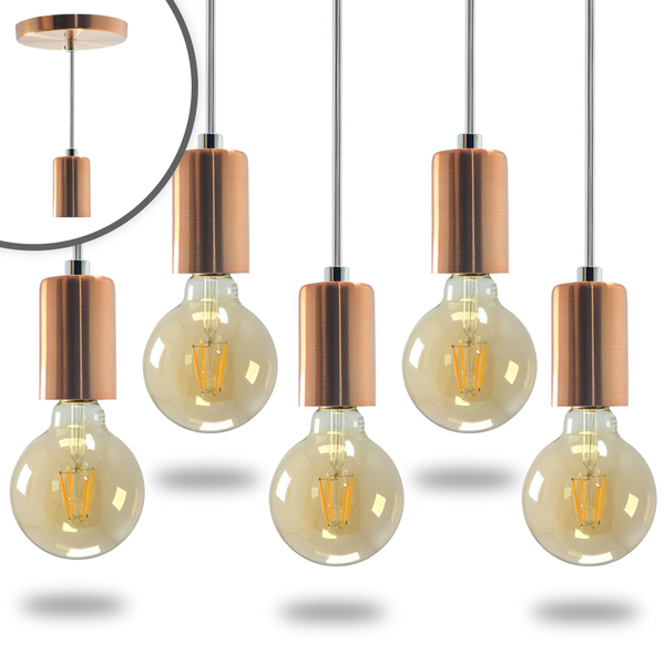 Kit 6 Pendente Soquete Copinho E27 Rose Gold + Led G95