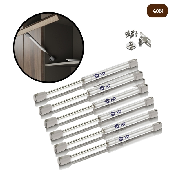 Kit 6 Pistão À Gás Com Amortecedor Para Armário Cozinha 40n