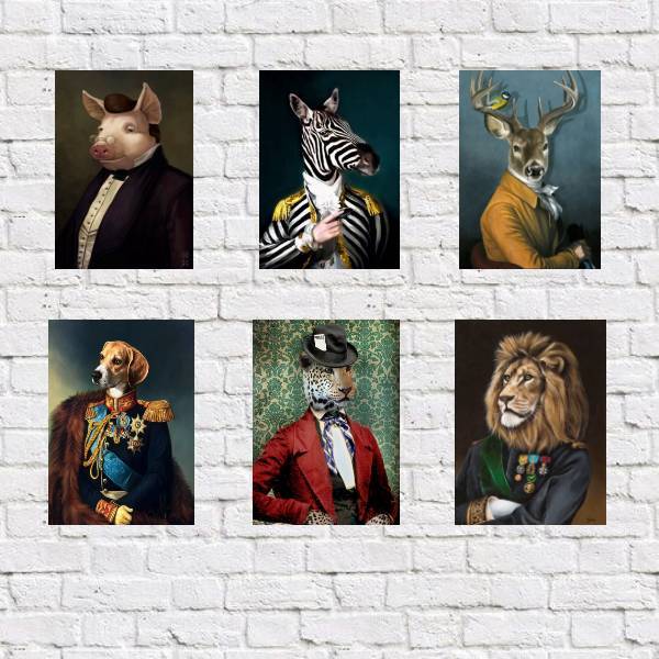 Kit 6 Placas Decorativas Bichos Gente 18x27cm