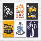 Kit 6 Placas Decorativas Frases Evangélicas Cristâs Gospel