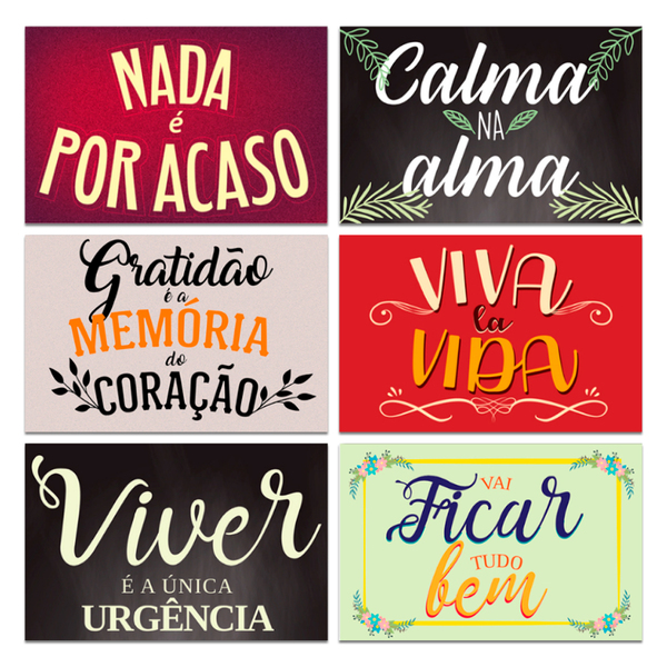 Kit 6 Placas Quadros Decorativo Frases Motivacional 20x13 Cm