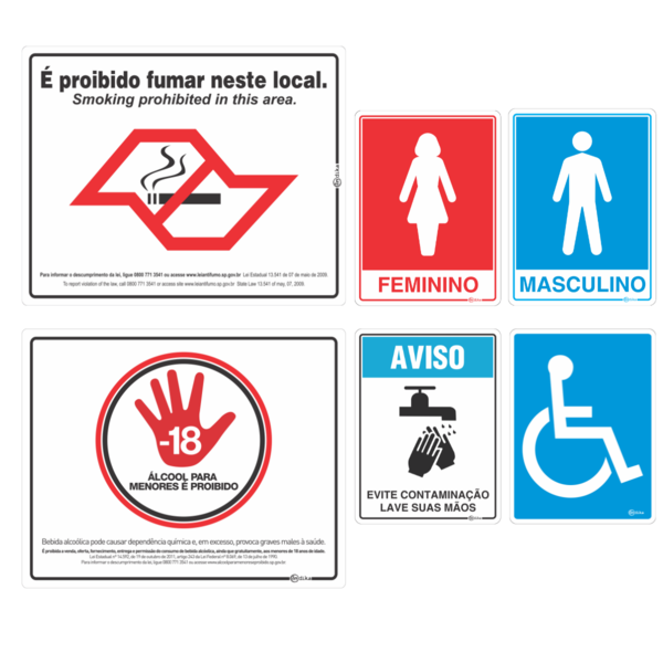 Kit 6 Placas Sinalização Informativa Restaurante Lanchonete A
