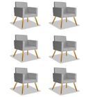 Kit 6 Poltrona Cadeira Para Sala Escritorio Nina Cinza