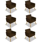 Kit 6 Poltrona Cadeira Para Sala Escritorio Nina Marrom