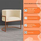 Kit 6 Poltronas Decorativa Luana Base Bronze Veludo Bege - Mo