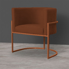 Kit 6 Poltronas Decorativa Luana Base Bronze Veludo Terracota