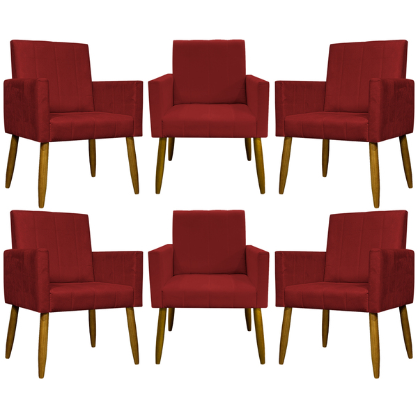 Kit 6 Poltronas Decorativa Para Sala Recepção Consultório Esc