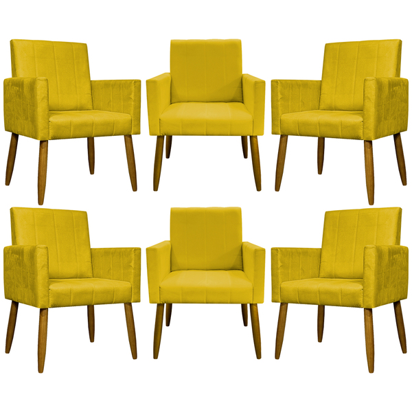Kit 6 Poltronas Decorativa Para Sala Recepção Consultório Esc