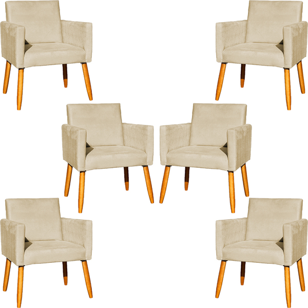 Kit 6 Poltronas Decorativa Para Sala Recepção Consultório Nin