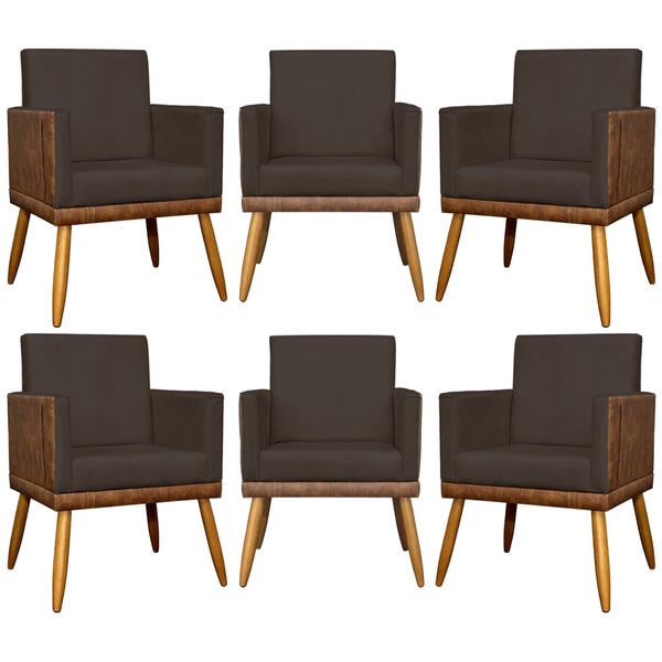 Kit 6 Poltronas Decorativa Para Sala Recepção Escritório Cons
