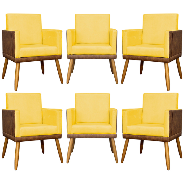 Kit 6 Poltronas Decorativa Para Sala Recepção Escritório Cons