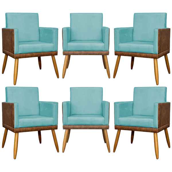 Kit 6 Poltronas Decorativa Para Sala Recepção Escritório Cons