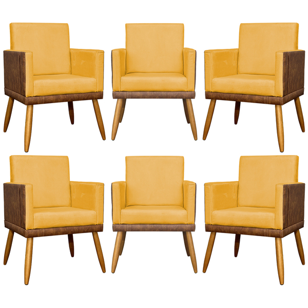 Kit 6 Poltronas Decorativa Para Sala Recepção Escritório Cons