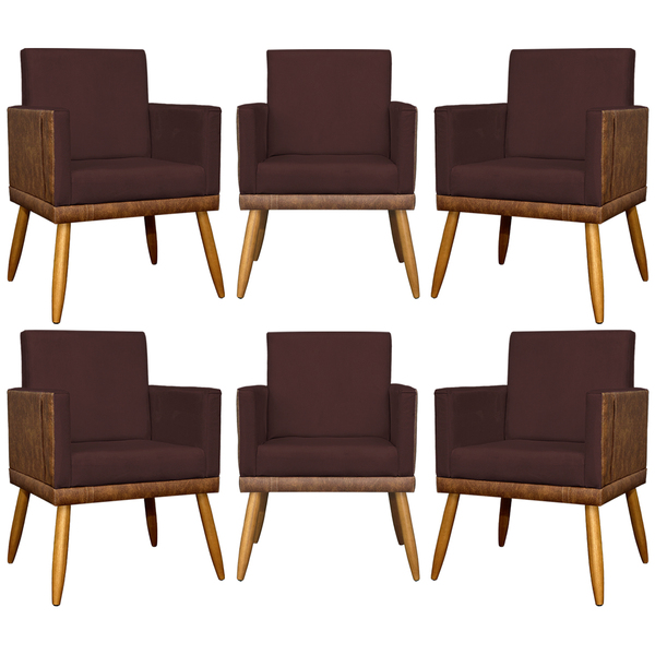 Kit 6 Poltronas Decorativa Para Sala Recepção Escritório Cons