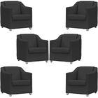 Kit 6 Poltronas Decorativa Para Sala Recepção Manicure Cadeir