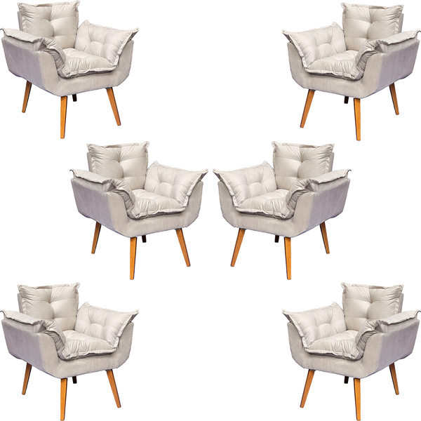 Kit 6 Poltronas Decorativa Para Sala Recepção Manicure Consul