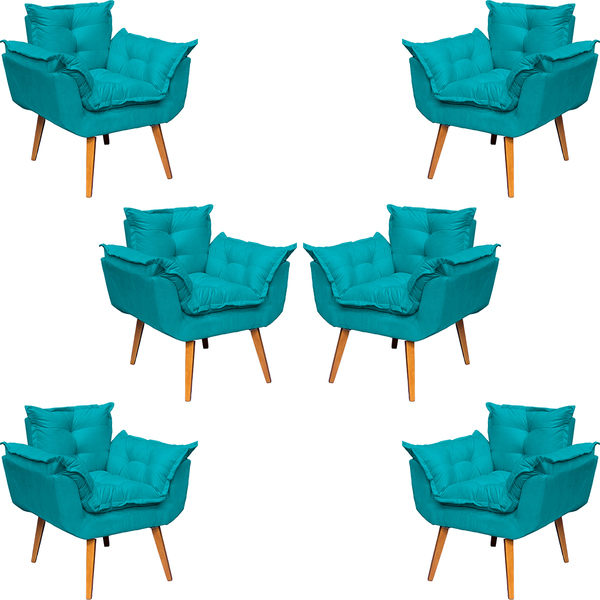 Kit 6 Poltronas Decorativa Para Sala Recepção Manicure Consul