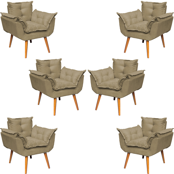 Kit 6 Poltronas Decorativa Para Sala Recepção Manicure Consul