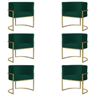 Kit 6 Poltronas Decorativa Sala De Estar Luana Base Gold Sued