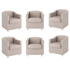 Kit 6 Poltronas Decorativas Para Recepção Tilla Courino Bege