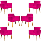 Kit 6 Poltronas Decorativas Para Sala Consultório Cadeira Nin