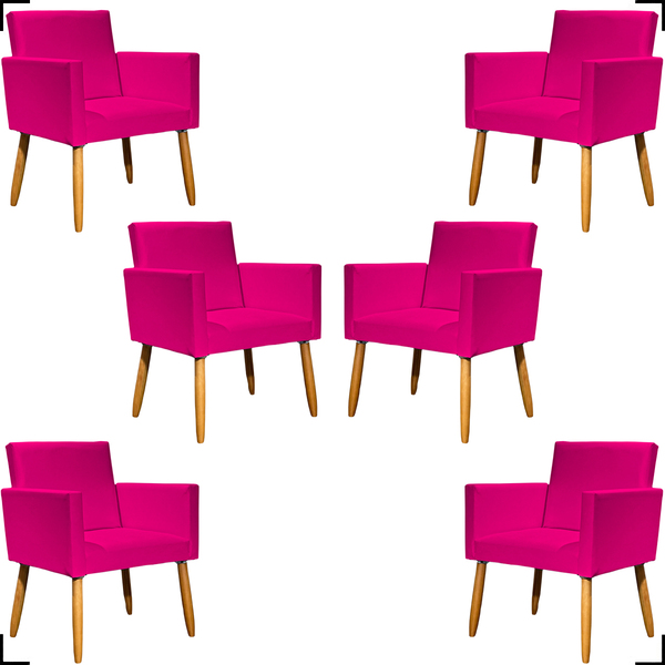 Kit 6 Poltronas Decorativas Para Sala Consultório Cadeira Nin