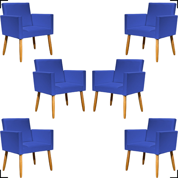 Kit 6 Poltronas Decorativas Para Sala Consultório Cadeira Nin