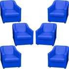 Kit 6 Poltronas Decorativas Para Sala Mila Corino Azul Royal