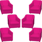Kit 6 Poltronas Decorativas Para Sala Mila Corino Pink Pé De