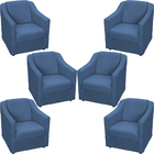Kit 6 Poltronas Decorativas Para Sala Mila Suede Azul Marinho