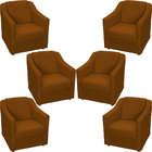 Kit 6 Poltronas Decorativas Para Sala Mila Suede Terracota Pé